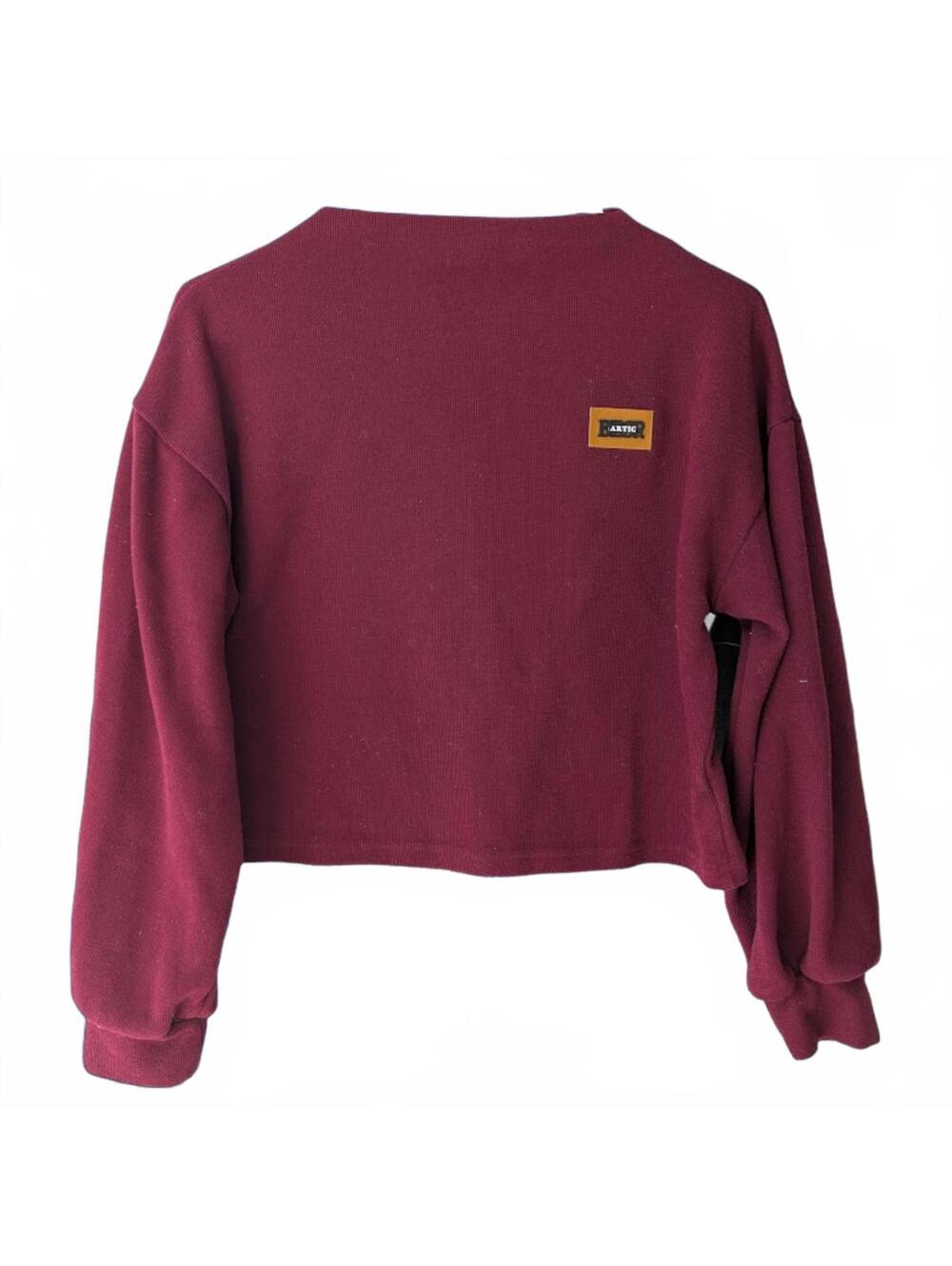SHEIN BESR Arctic Women S Cropped Sweatshirt Burgundy Collarless Pullover 20x18